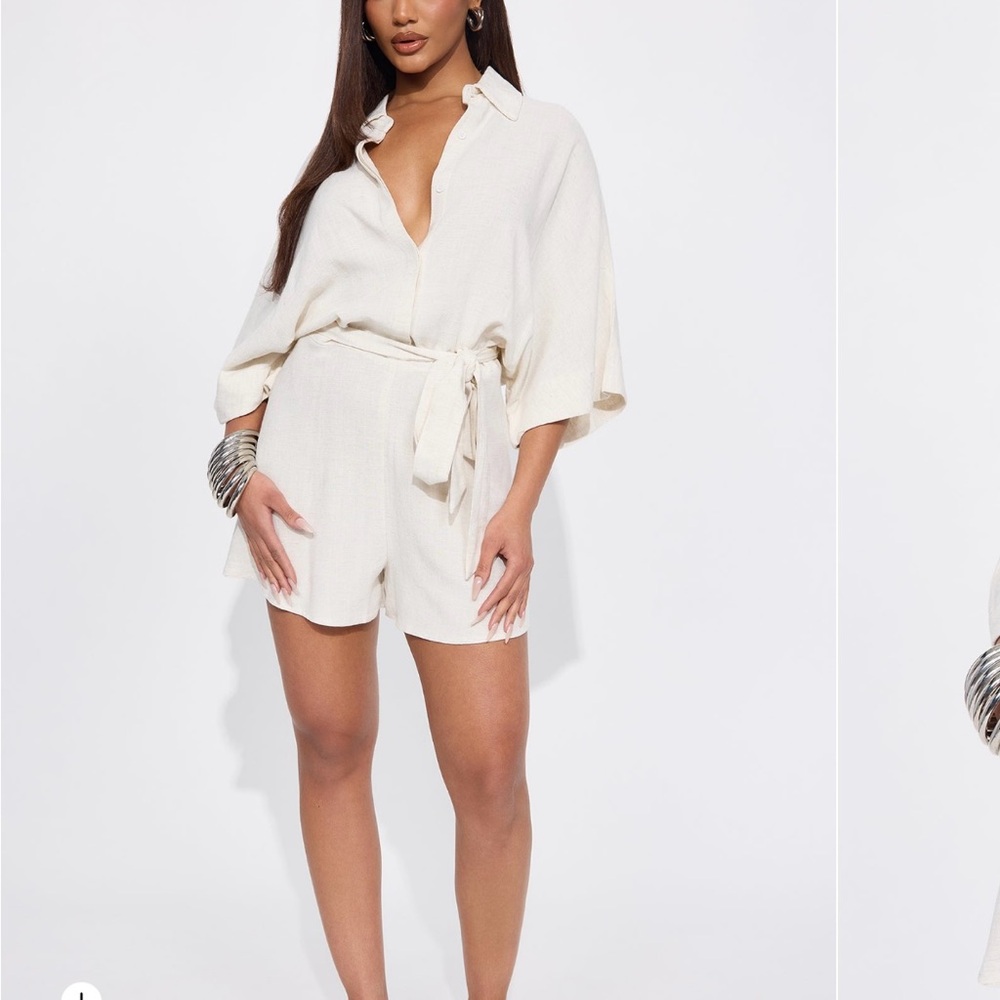 Cream Button-Up Romper